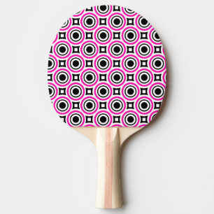 60s Mod Pink and Black Pattern Ping Pong Paddle
