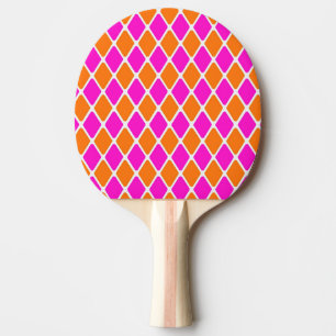 60s Mod Pink and Orange Diamond Ping Pong Paddle