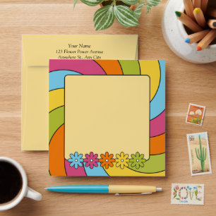 60s Music Themed Birthday Psychedelic Retro Style Envelope