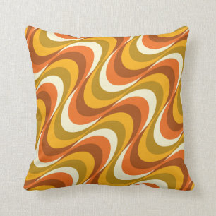 60's orange waves cushion