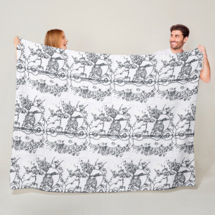 60s Peter Max black and white illustration Profile Fleece Blanket