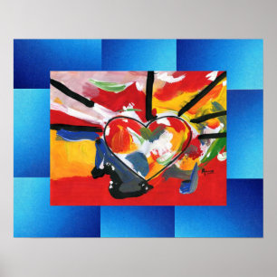 60s peter max style painting exploded heart poster