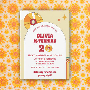 60s Retro 20th 30th Adult Groovy Birthday Party Invitation