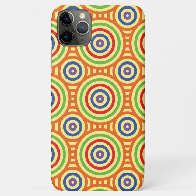 60s Retro Circular Geometric Pattern. Red, Green Case-Mate iPhone Case (Back)