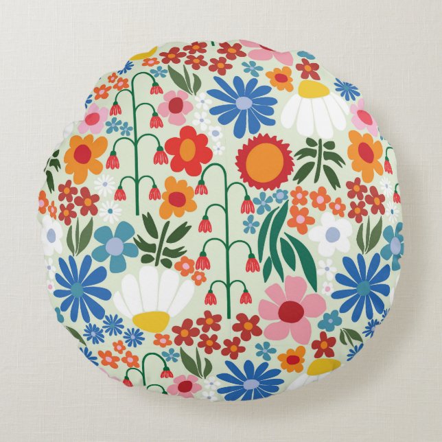 60s Retro Summer Round Cushion (Front)