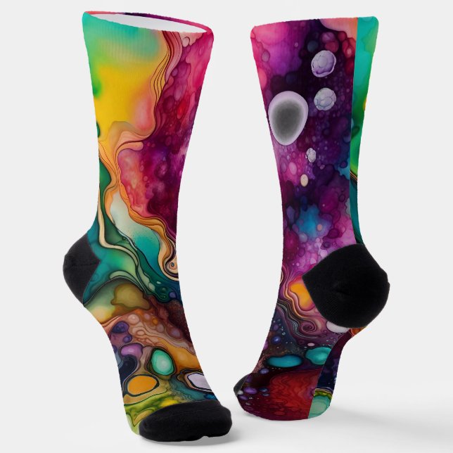 60s Retro Tye Die 70s Hippy Socks (Angled)