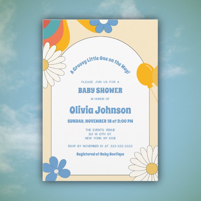 60s Soft Retro Music Groovy Baby Shower Invitation (Creator Uploaded)
