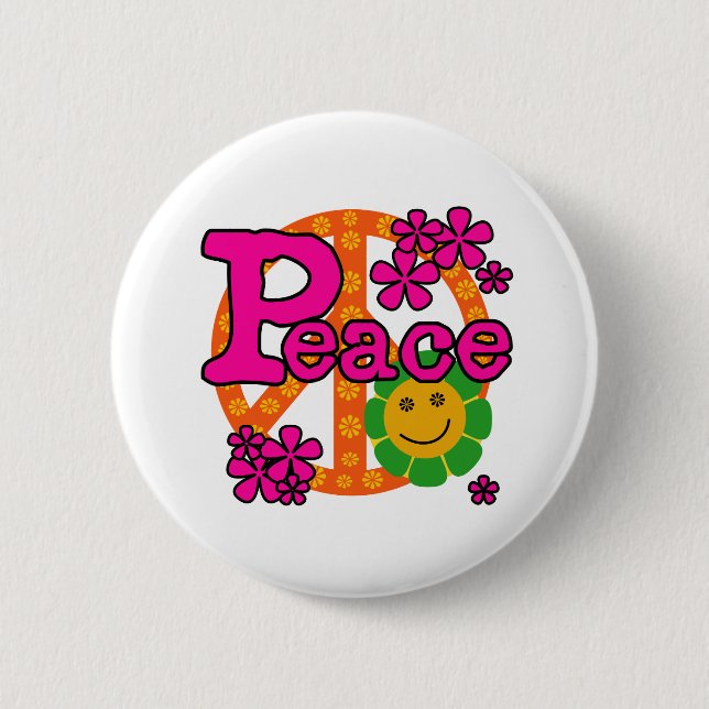 60s Style Peace 6 Cm Round Badge (Front)