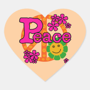 60s Style Peace T-shirts and Gifts Heart Sticker
