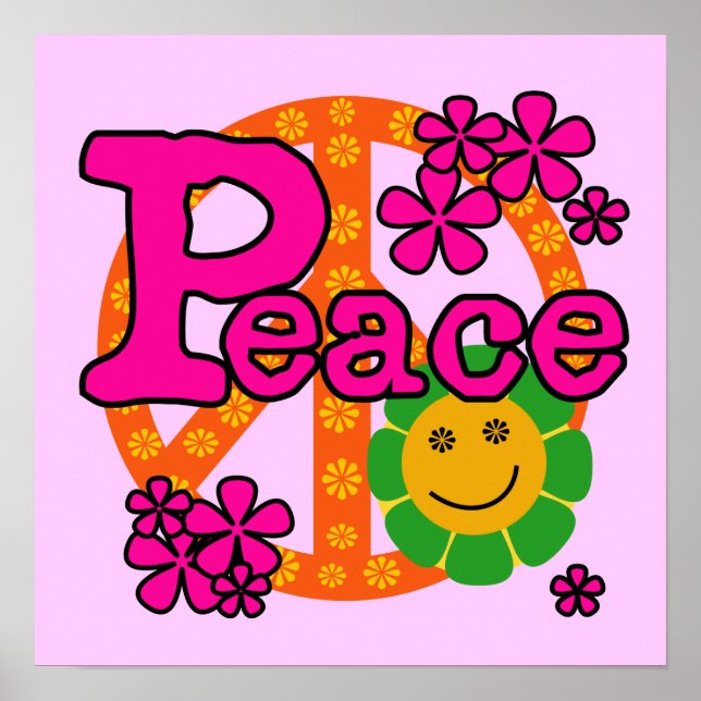 60s Style Peace T-shirts and Gifts Poster (Front)