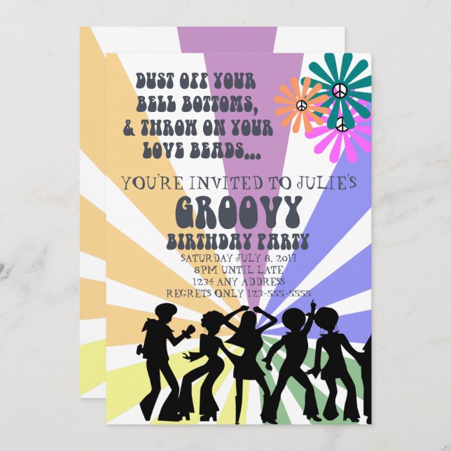 60's Themed Birthday Invitation (Front/Back)