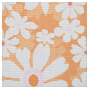 60s throwback flowers on sherbert orange fabric