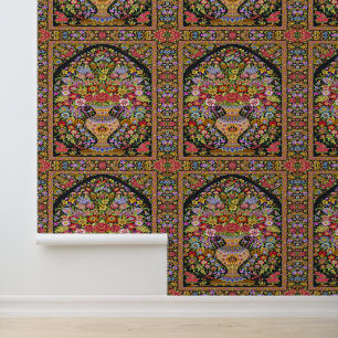 60s vintage floral flowers persian peel and stick wallpaper
