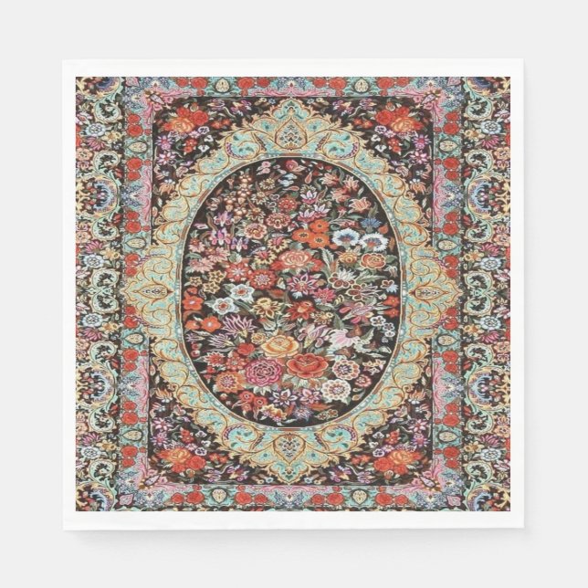 60s Vintage Persian Turkish Floral Decoupage  Napkin (Front)