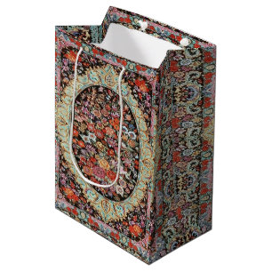 60s Vintage Persian Turkish Floral Flower Pattern Medium Gift Bag