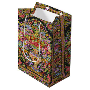 60s Vintage Persian Turkish Floral Flowers Medium Gift Bag