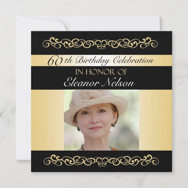 60th-69th Birthday Party Invitations With Photo (Front)