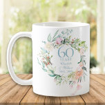 60th / 75th Anniversary Country Roses Garland Coffee Mug<br><div class="desc">This elegant botanical 60th / 75th wedding anniversary mug can be personalised with your special diamond or platinum anniversary details in elegant diamond blue text. Designed by Thisisnotme©</div>