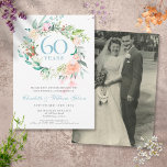 60th | 75th Anniversary Your Wedding Photo Roses  Invitation<br><div class="desc">60th |75th Anniversary your wedding photo roses invitation featuring a delicate watercolour floral greenery garland. Personalise with your special diamond/ platinum anniversary information. The reverse features your wedding photo making a lovely keepsake for your guests to keep. Designed by Thisisnotme©</div>