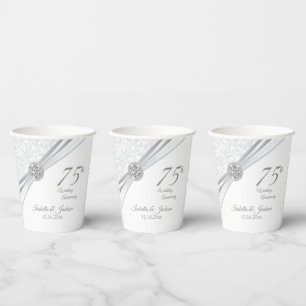 60th /75th Diamond Wedding Anniversary Paper Cups