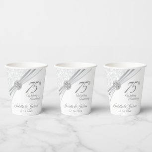 60th /75th Diamond Wedding Anniversary  Paper Cups