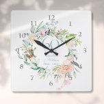 60th / 75th Wedding Anniversary Roses Garland<br><div class="desc">Featuring a delicate watercolor floral garland,  this chic botanical 60th or 75th wedding anniversary clock can be personalised with your special diamond or platinum anniversary information in elegant diamond blue text. Designed by Thisisnotme©</div>
