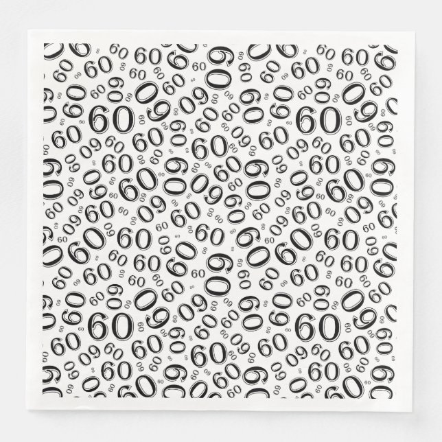 60th Age Random Number Pattern Black/White Napkin (Front)