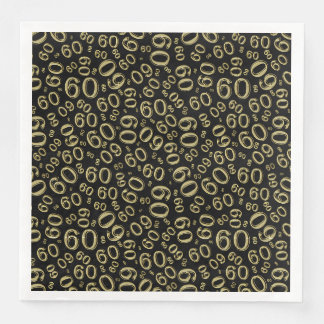 60th Age Random Number Pattern Gold/Black Napkin