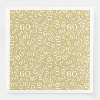 60th Age Random Number Pattern Gold/White Napkin