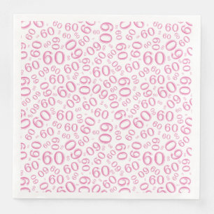 60th Age Random Number Pattern Pink/White Napkin