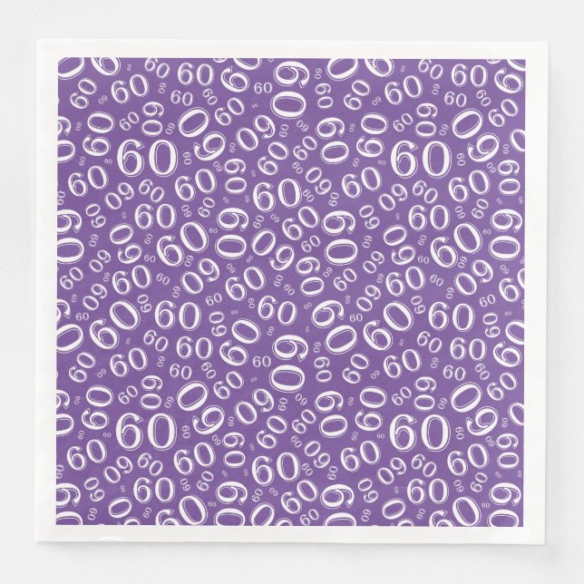 60th Age Random Number Pattern Purple/White Napkin (Front)