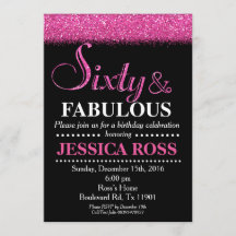 60th and Fabulous birthday invitations for female