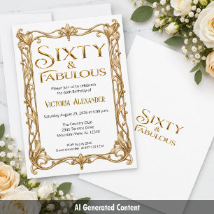60th and Fabulous Gold Birthday Celebration Invitation