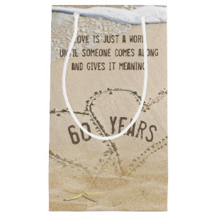60th Anniversary Beach Hearts and Starfish Small Gift Bag