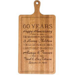60th Anniversary Classy Cherry Wood Cutting Board<br><div class="desc">Honor your loving spouse,  or a special couple celebrating their anniversary,  with this beautifully crafted cutting board. It's made of solid cherry wood and will be expertly engraved to your specifications. A touching gift,  this piece is sure to become a treasured keepsake for anyone who receives it</div>