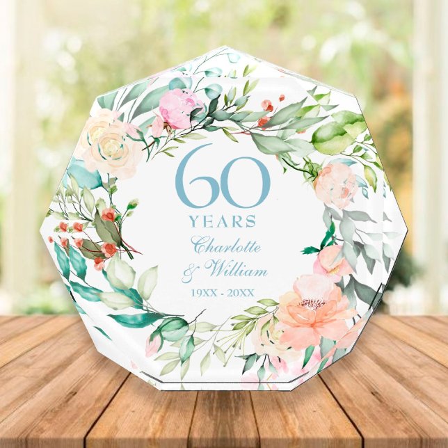 60th Anniversary Country Roses Floral Photo Block (Creator Uploaded)