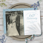 60th Anniversary Diamond Confetti Wedding Photo Invitation<br><div class="desc">Personalize with your favorite wedding photo and special 60th diamond anniversary celebration details in chic diamond blue typography. The reverse features love heart confetti. Designed by Thisisnotme©</div>