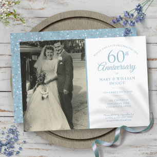 60th Anniversary Diamond Confetti Wedding Photo Invitation
