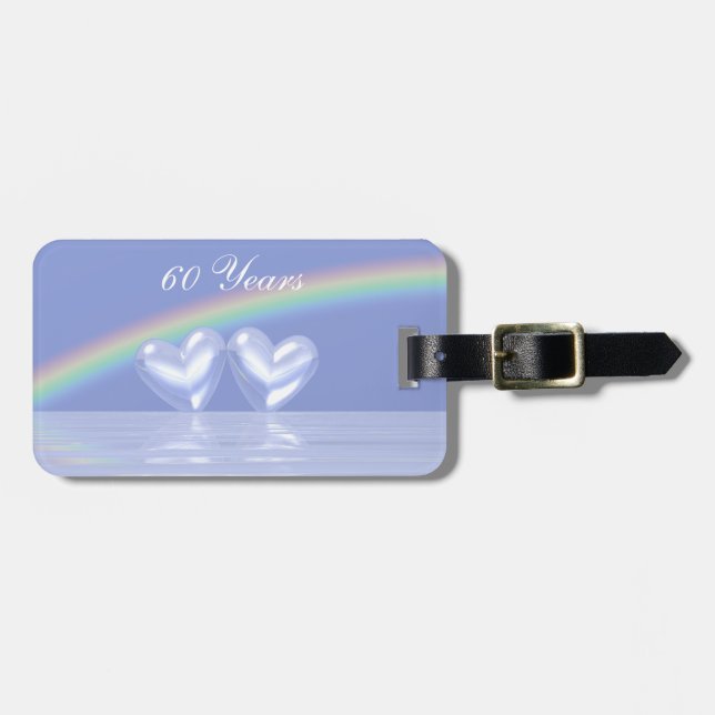 60th Anniversary Diamond Hearts Luggage Tag (Front Horizontal)