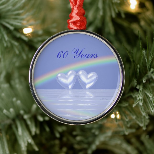 60th Anniversary Diamond Hearts Metal Tree Decoration (Tree)