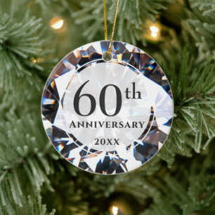 60th Anniversary Diamond Photo Personalized Ceramic Tree Decoration