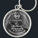 60th Anniversary Diamond Wedding Gift Personalised Key Ring<br><div class="desc">Typography editable script text  with personal names wedding anniversary date,  an elegant and stylish keepsake gift in celebration of a sixtieth wedding anniversary.</div>