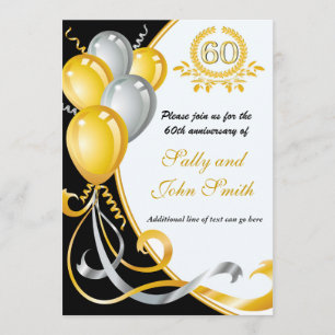 60th Anniversary Gold & Silver Birthday Invitation