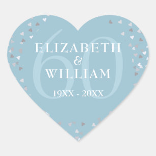 60th Anniversary Hearts Confetti Heart Sticker