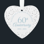 60th Anniversary Hearts Confetti Ornament<br><div class="desc">Designed to coordinate with our 60th Anniversary Hearts Confetti collection. Featuring delicate hearts confetti. Personalise with your special sixty years diamond anniversary information in chic lettering. Designed by Thisisnotme©</div>