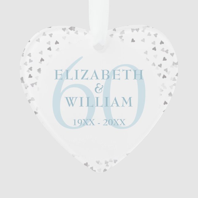 60th Anniversary Hearts Confetti Ornament (Front)