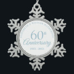 60th Anniversary Hearts Confetti Snowflake Pewter Christmas Ornament<br><div class="desc">Designed to coordinate with our 60th Anniversary Hearts Confetti collection. Featuring delicate hearts confetti. Personalise with your special sixty years diamond anniversary information in chic lettering. Designed by Thisisnotme©</div>