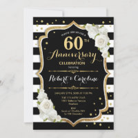60th Anniversary Invitation - Black White Gold