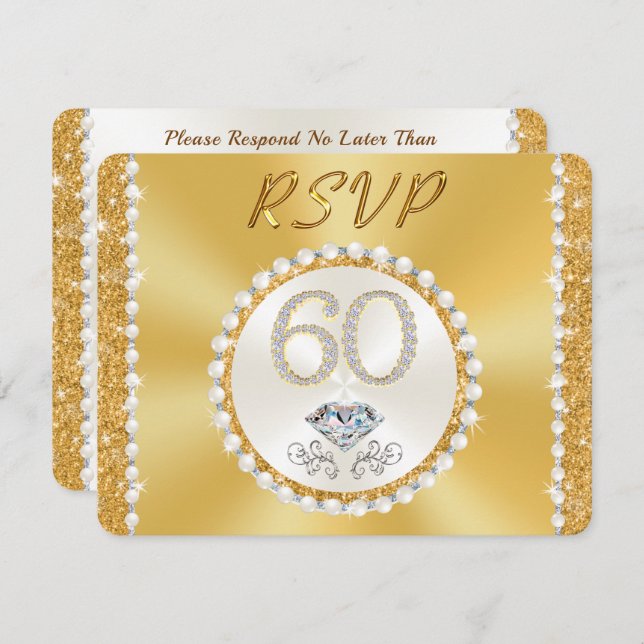 60th Anniversary Invitations, RSVP with Menu or Invitation (Front/Back)