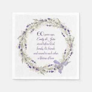 60th Anniversary Lavender Wreath Napkin